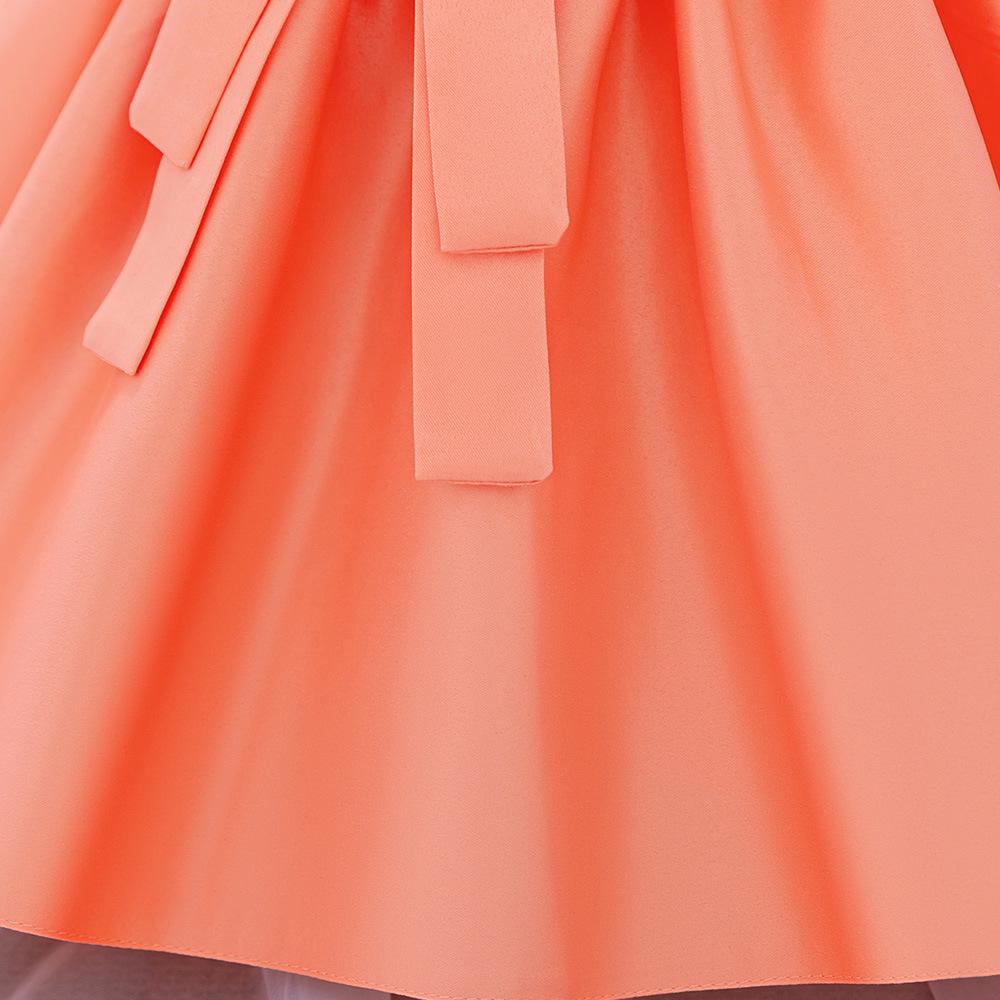 2025 Платье принцессы на первый день рождения для младенца девочки - Атласное платье с пышными рукавами и полосатым дизайном с бантом