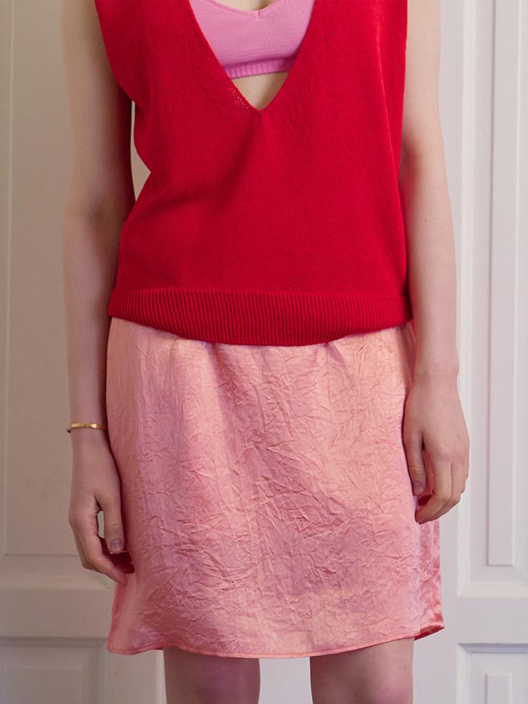 Tinnit Lace Silky Midi Skirt_Pink