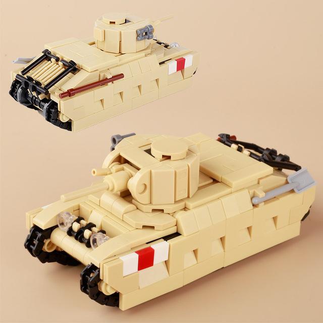 Военный США Франция Великобритания Бронированная машина MOC Конструктор Фигурка солдата Танк Орудийная тележка Пушка Медицинский грузовик Транспортная игрушка K33