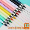 12Pcs Eternal Black HB Macaron Colored Pencil - No Sharpening Needed, Break-Resistant Technology Inkless Pen.