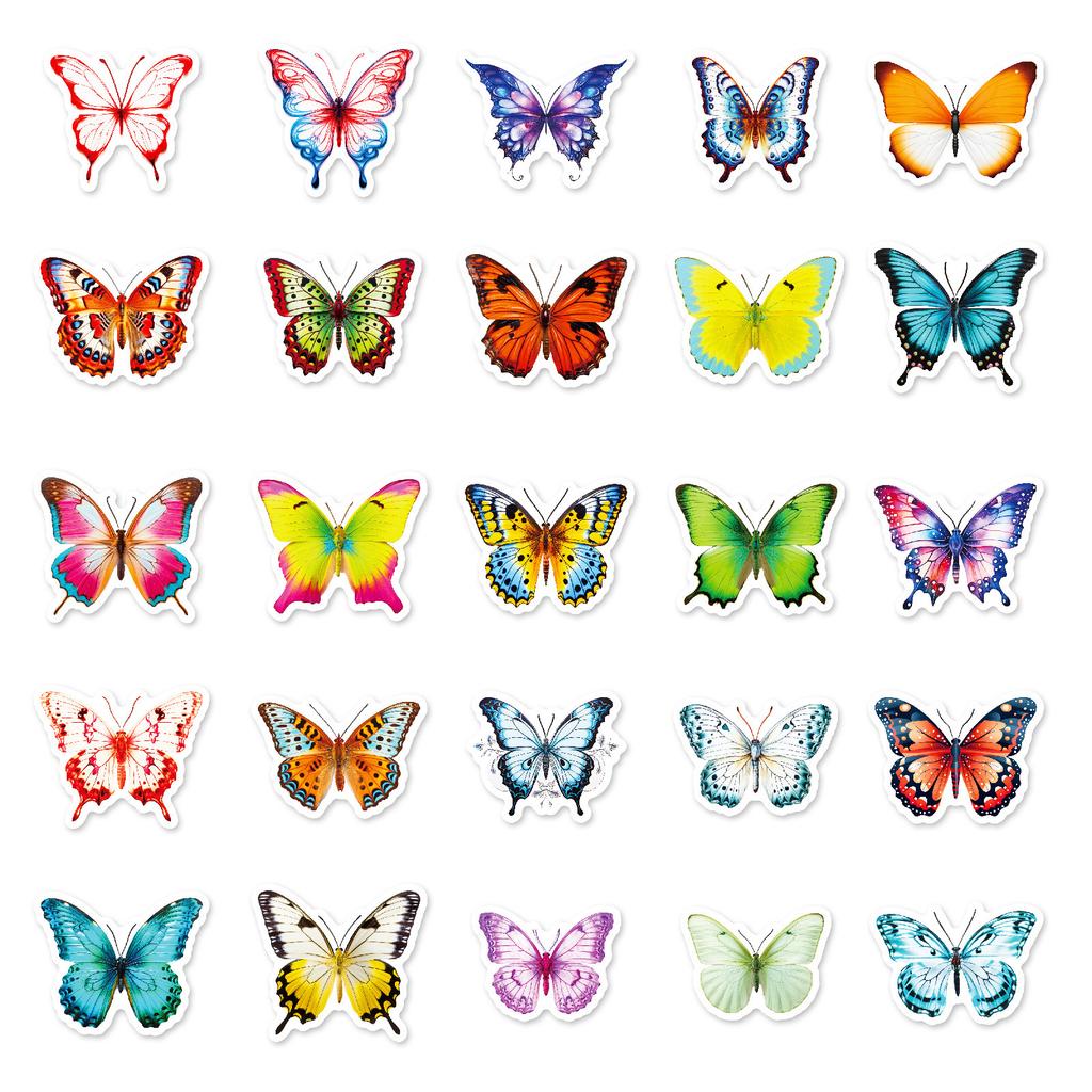 50 Pictures of Various Flower Butterfly Colorful Butterfly Graffiti Stickers Cute and Good-looking Children's Water Cup Decoration