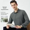 Shanshan Men's 100% Cotton Business Casual Long Sleeve Polo Shirt