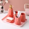 Pure Color Ceramic Wash Set Bathroom Supplies Bathroom 5-piece Set with Tray Mouth Cup Lotion Bottle Toothbrush Holder Soap Dish