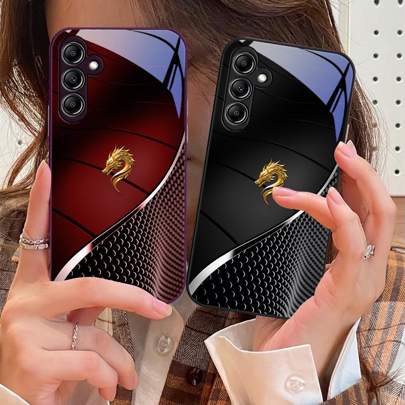 Закаленное стекло чехол для телефона для Samsung Galaxy A14 4G 20 30 52 20S 21S 22 A25 32 33 34 42 50 51 53 54 70 71 72 73 5G дракон