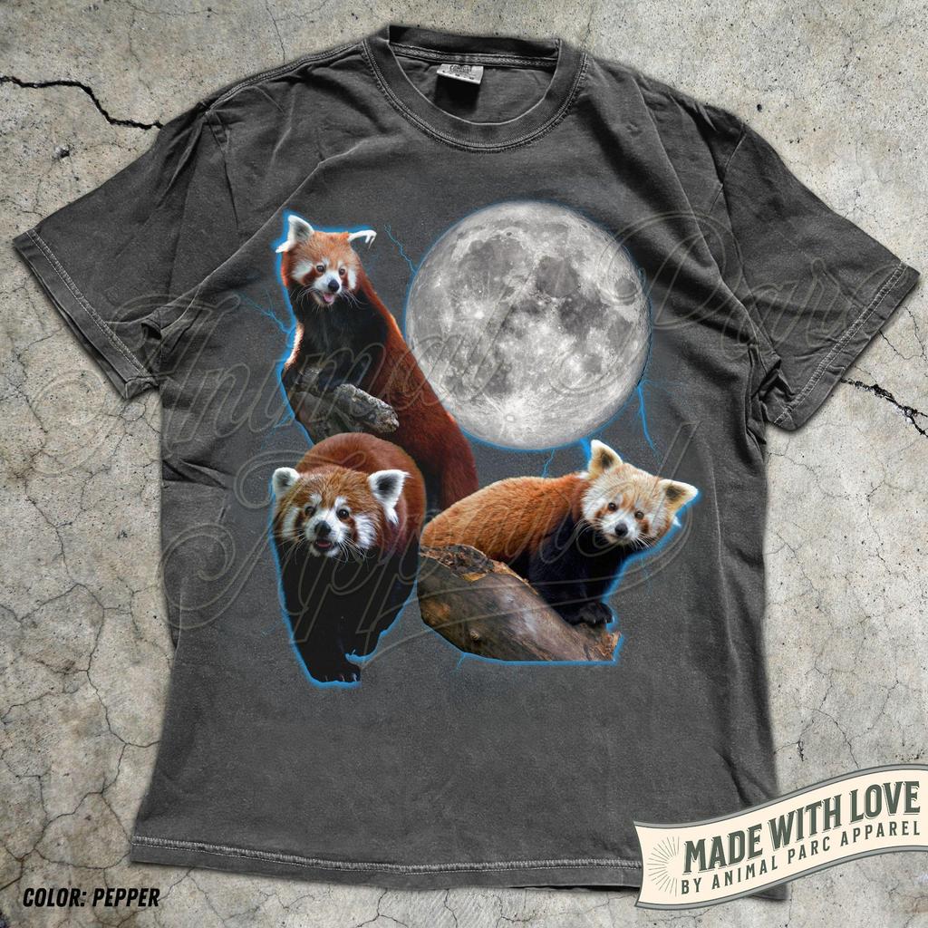 Vintage Red Panda T-Shirt with Full Moon | Retro 90s Bootleg Graphic Tee | Unique Animal Lovers Gift | Aesthetic Wildlife Shirt Gift for Her