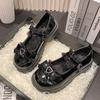 2024 Spring and Autumn High Quality Women's Shoes Fashion Round Toe Medium Heel Bow Knot One-Word Buckle Ladies Mary Jane