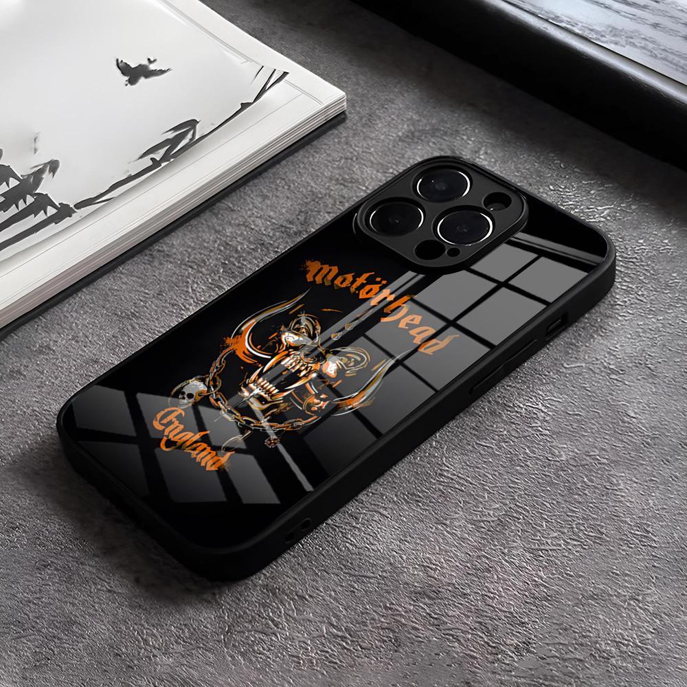 Чехол для телефона M-motorheades Band Для IPhone 17 15 Pro Max 12 16 14 Plus 11 13 Pro X XR XS 7 8 Plus SE Стеклянная крышка
