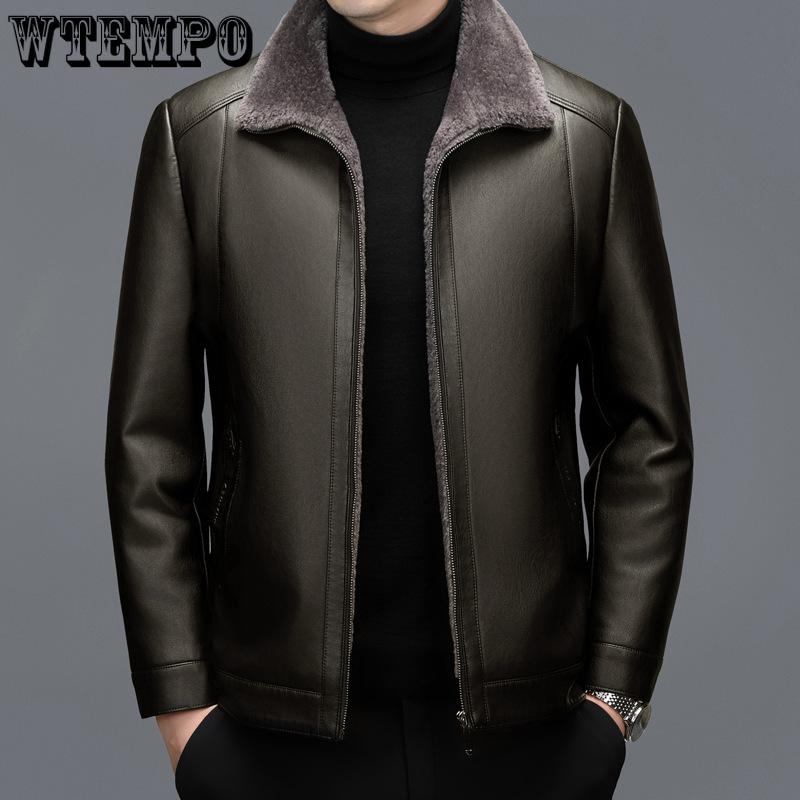 Зимняя кожаная куртка мужская с подкладкой из утолщенной шерсти, интегрированная в куртку из овчины среднего возраста