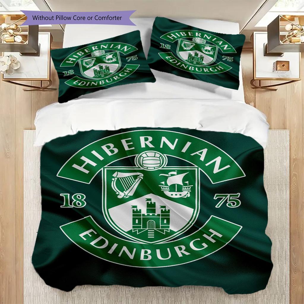 Hibernian Edinburgh Heritage Emblem Three-piece set (1 * duvet cover + 2 * pillowcase, without core) 2D Flat Bedding set Christmas birthday gift