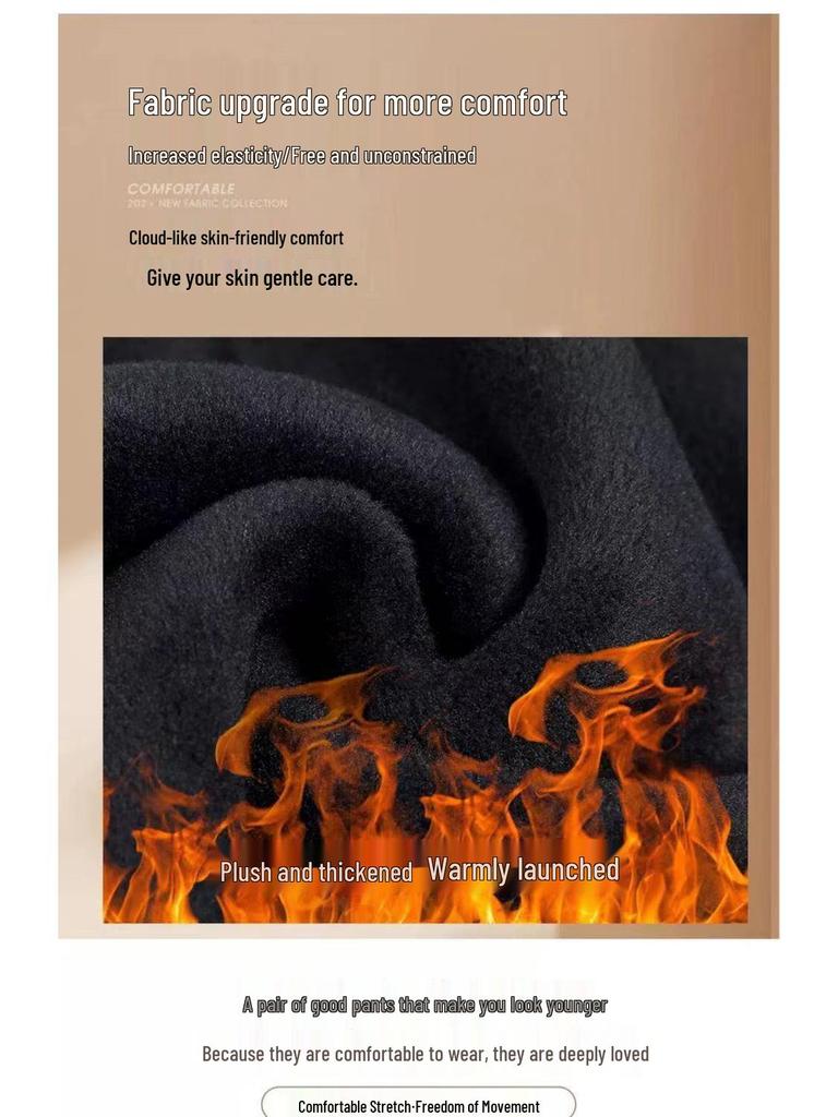 Бабушкины вельветовые брюки больших размеров на флисовой подкладке для весны, осени и зимы