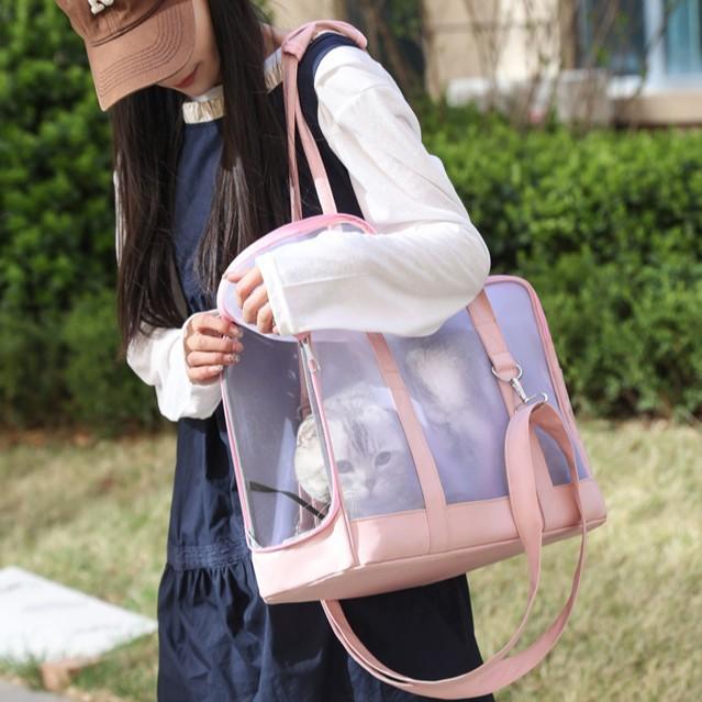 Cat Bag for Easy Outdoor Use Large Capacity Pet Transparent and Simple Pet Shoulder Bag Small Animal Carrier