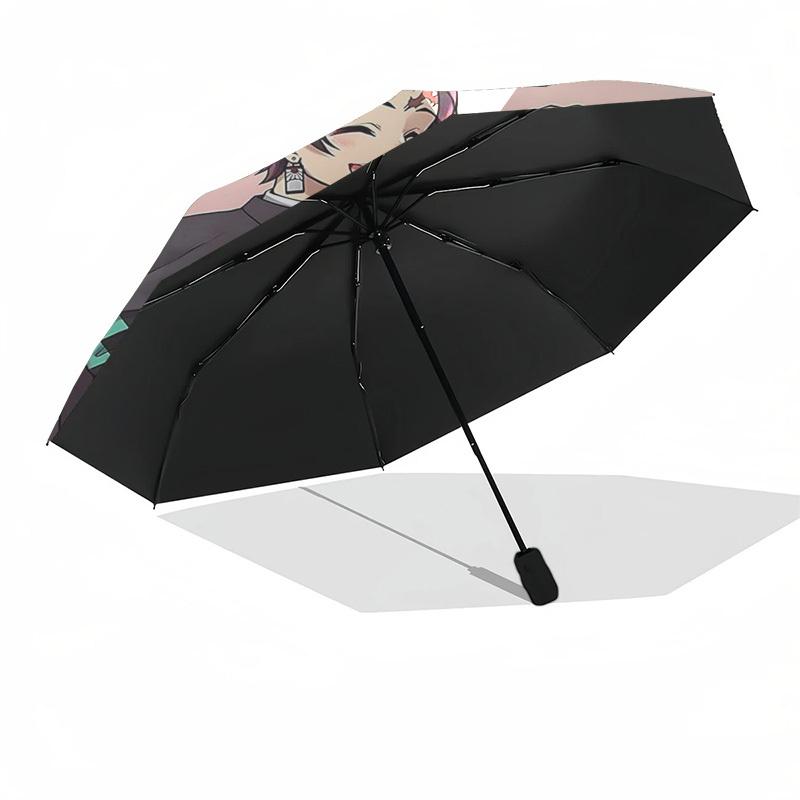1pc Automagic Opening Umbrella with Demon Slayer Design, Portable Tri-Fold Structure, 8-Rib Iron Frame, Outdoor for Fans, Travelers, Daily Use, Gift I