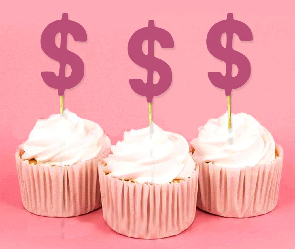 Darling Souvenir Знак доллара Cupcake Toppers День рождения Свадьба Десертные украшения - Pack Of