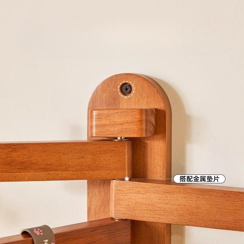 BEPAN Wall mounted coat and hat rack, solid wood storage rack, bedroom rotating vertical hanging bag rack