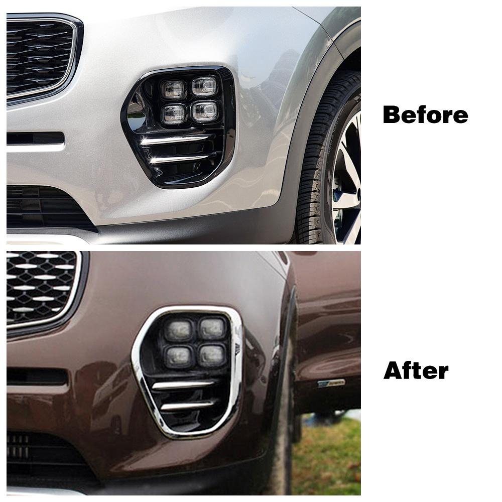 Для Kia Sportage QL 2015-Хромированная передняя противотуманная фара, задняя противотуманная фара, накладка, рамка, внешний вид из АБС-пластика