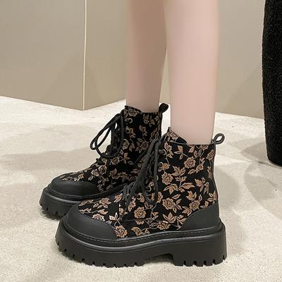 Женские ботильоны на платформе для мотоциклистов, зимние новые туфли на высоком каблуке 2025 года, новые трендовые туфли на плоской подошве, повседневные кроссовки Chelsea для снега, женские ботинки