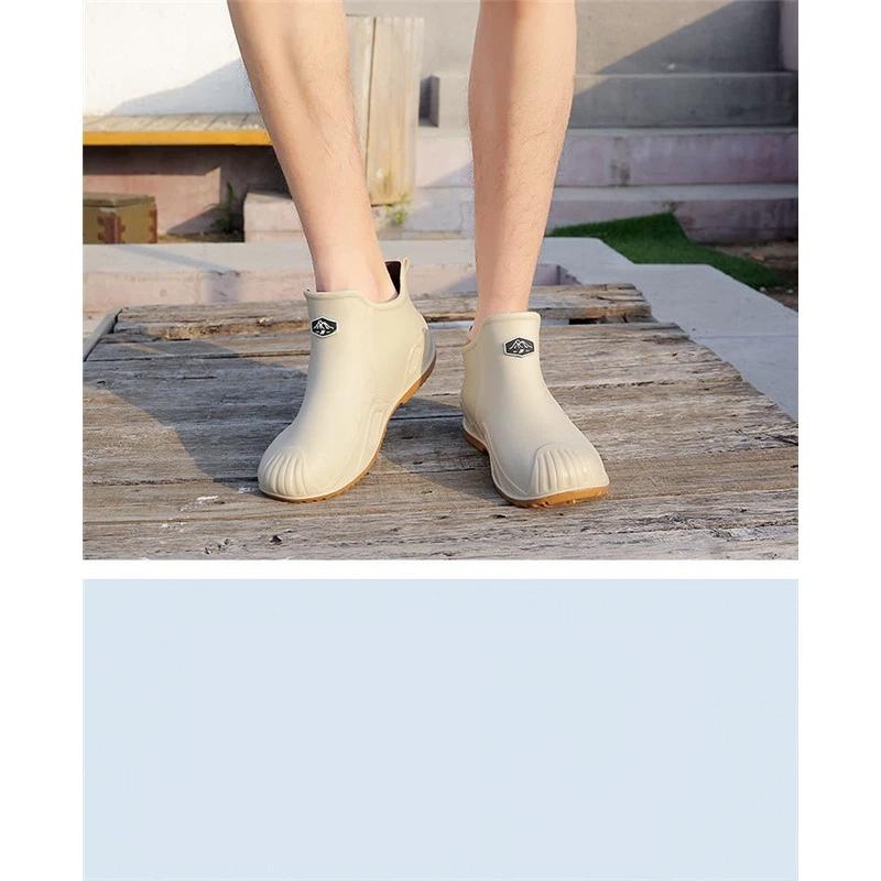 Мужские модные уличные водонепроницаемые и противоскользящие резиновые сапоги с коротким голенищем