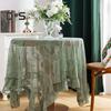 Скатерть в стиле ретро, прозрачная, кружевная, романтическая, круглая, с оборками, цветочная вышивка, защита стола, украшение для банкетов и вечеринок