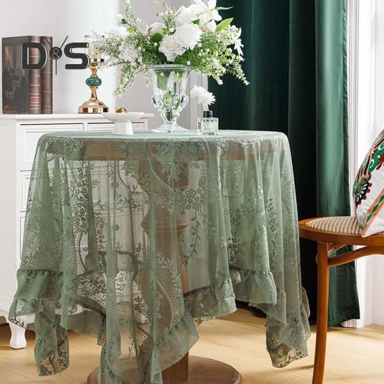 Скатерть в стиле ретро, прозрачная, кружевная, романтическая, круглая, с оборками, цветочная вышивка, защита стола, украшение для банкетов и вечеринок