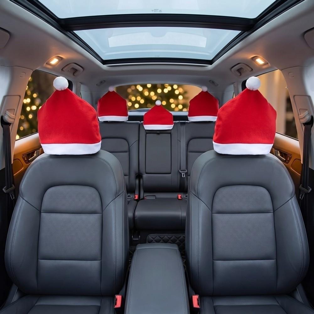 Soft Comfortable Santa Claus Car Pillowcase Funny Decorations Car Seat Headcover Journey Must-Have