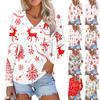 Women's Casual Fashion Sexy Comfortable Christmas Printed V-Neck Long Sleeve Top