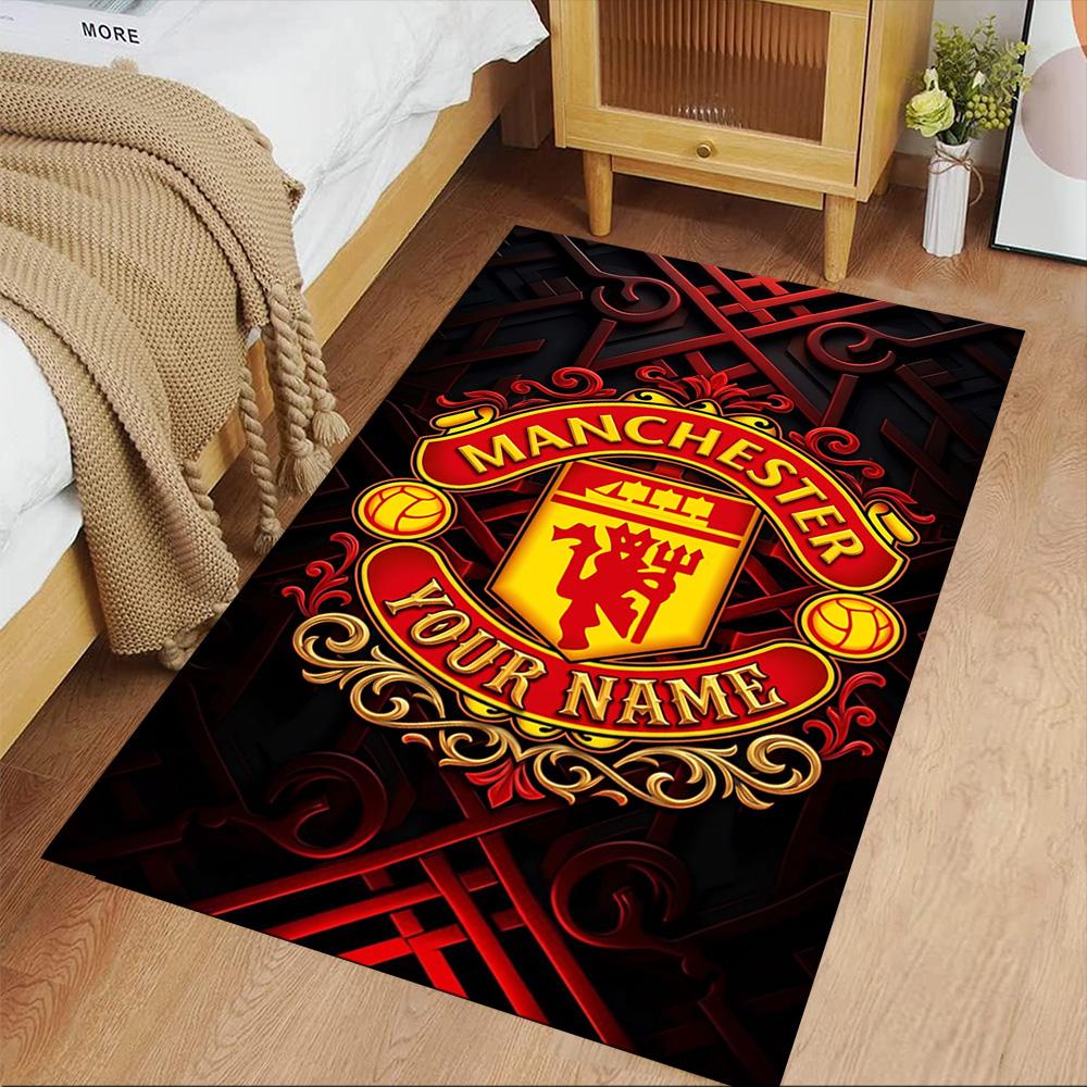 Manchester Customized Name Floor Mat Design for Playrooms Study room Outdoor Hallway Anti-slip Rug Decorate Offices Perfect Gift for Friends & Family