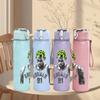 1PC Green Alien Monster Circular Cartoon Print 750ml Portable Sports Water Bottle Leakproof Gym Outdoor Travel Drink Cup