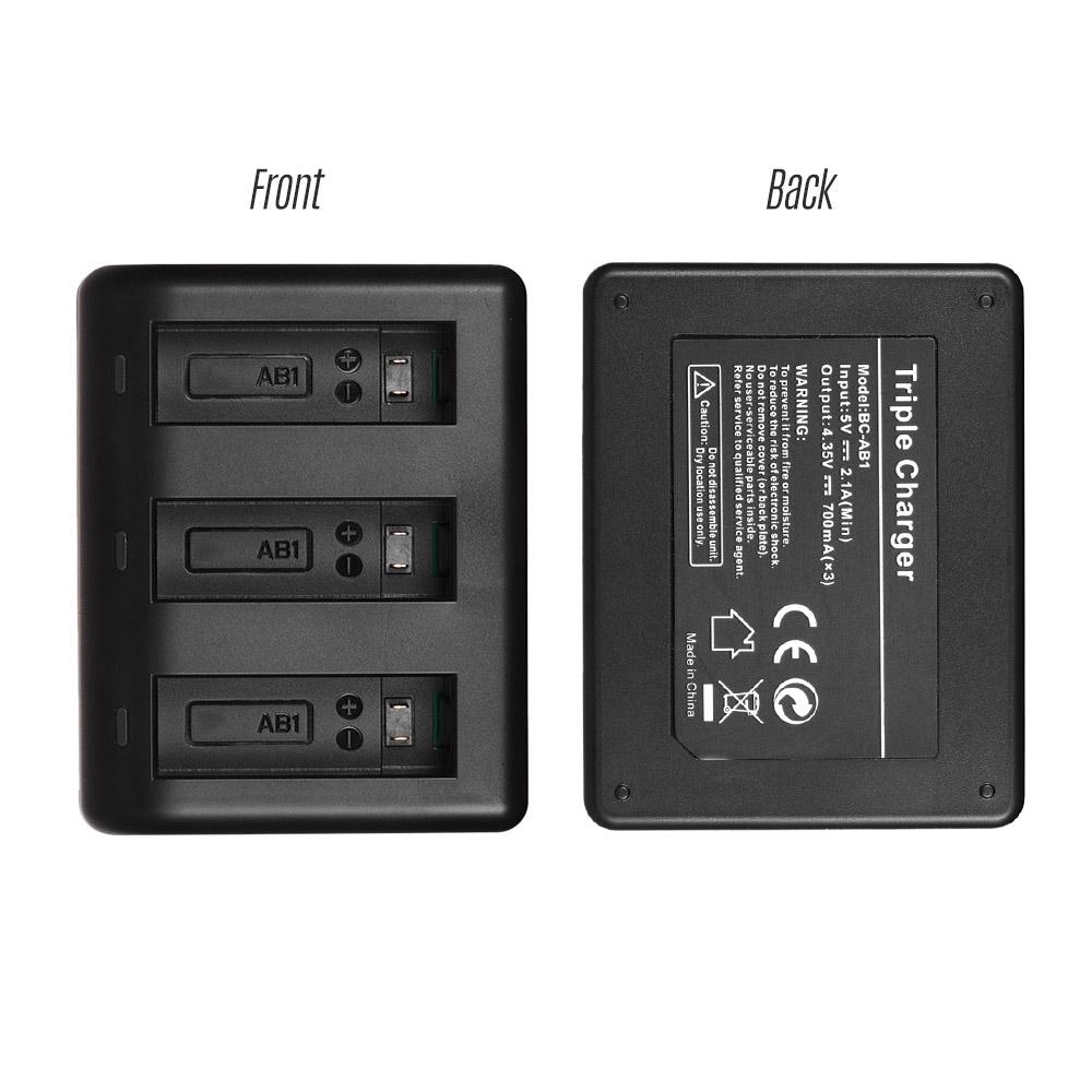 Charging Kit Triple Channel Charger with 2pcs 1300mAh Rechargeable Li-ion Batteries USB Charging