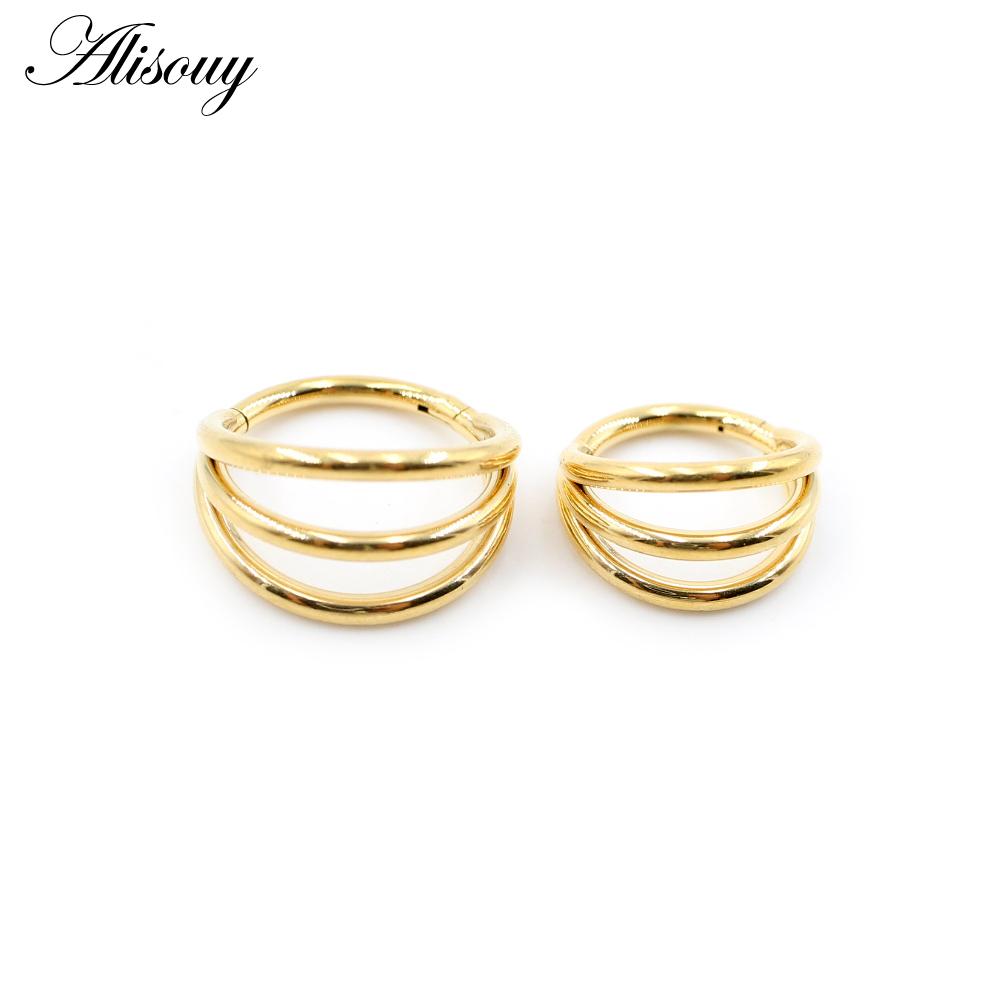 Alisouy 1 шт. Трехслойные серьги для хряща из нержавеющей стали 316L с шарнирным пирсингом для перегородки носа, кольца-кликеры, сегментные кольца