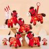 Red Color Plush Horse Keychain Lucky Horse Zodiac Pony Figurine Horse Doll Pendant  Student Use