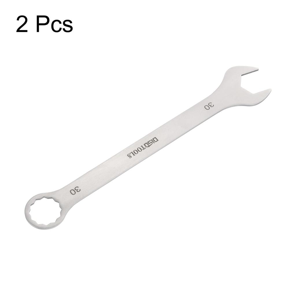 Uxcell Combination Ratchet Thin Spanner Wrench Mirror Open Auto Car Furniture Assembly Spanner, Wrench, Set, 30mm, 2-Piece, CR-V Steel, Finish,