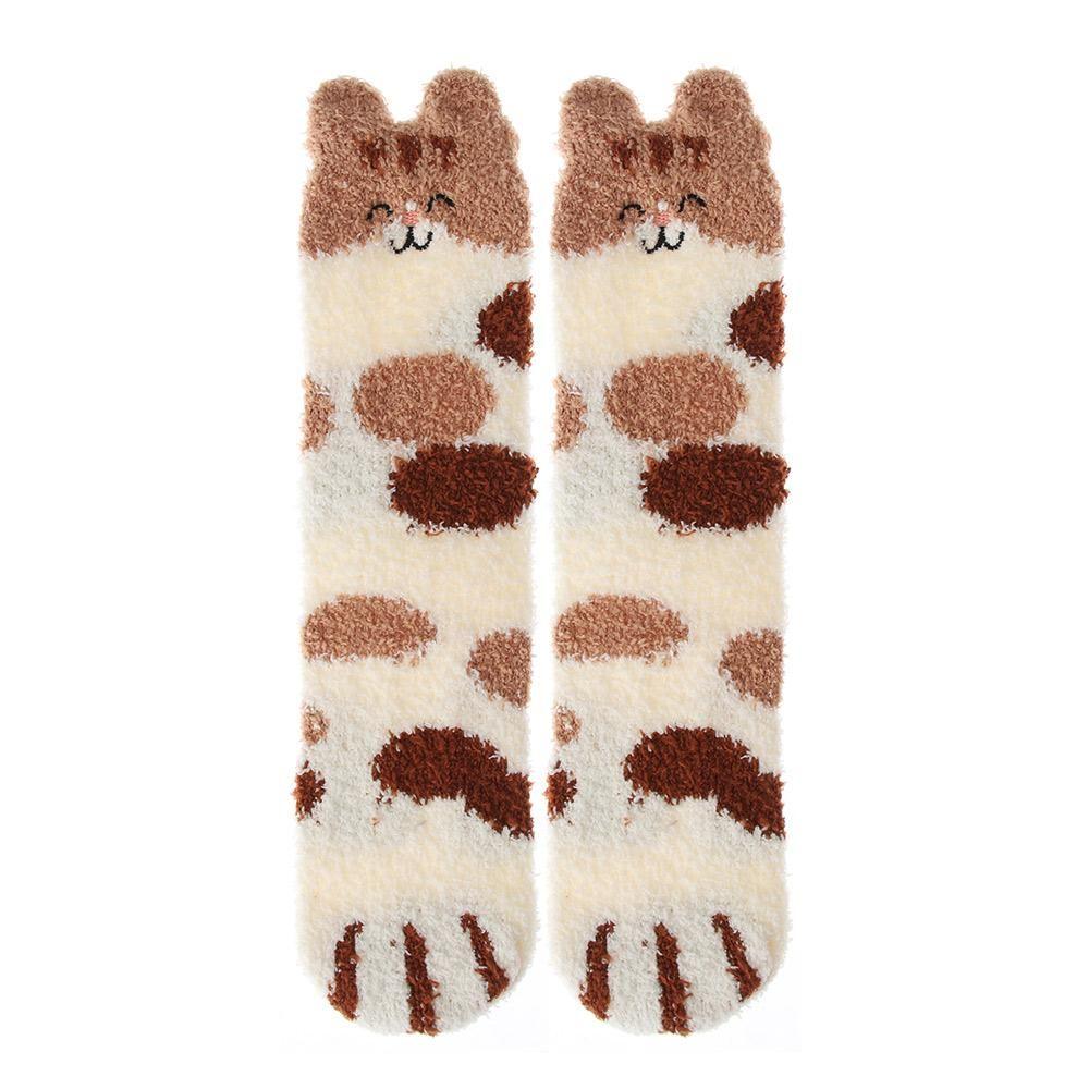 Подарок Пушистый мягкий плюшевый носок для сна Носки для пола Носки с рисунком лап Коралловые бархатные носки Кашемировые носки