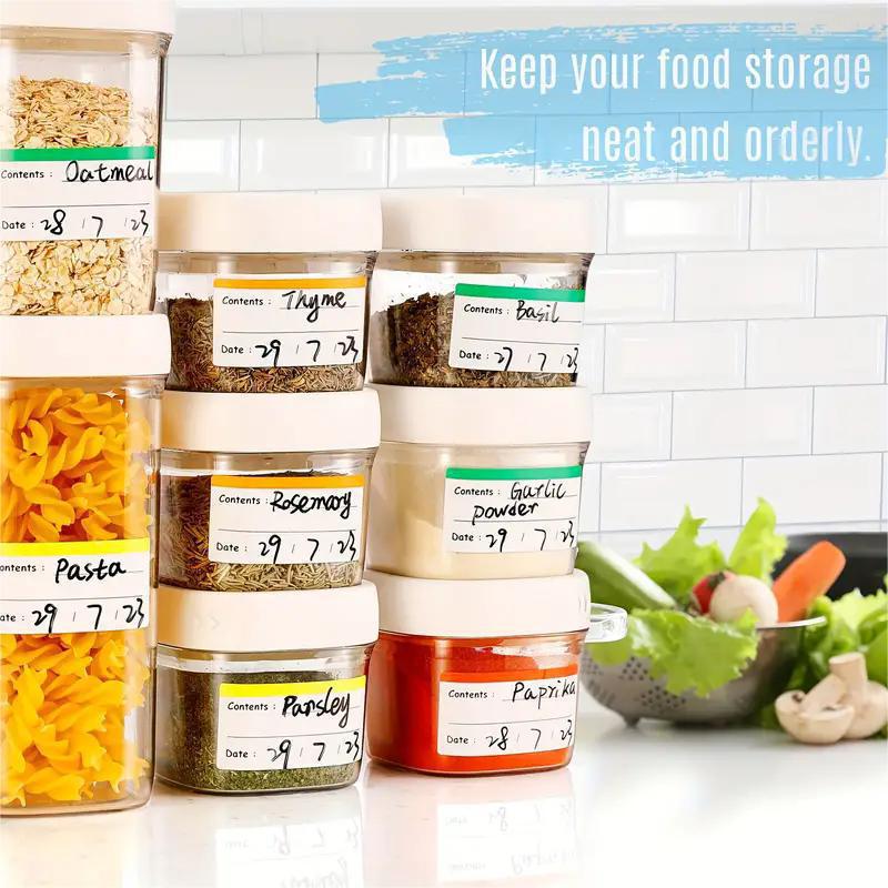 100 красочных этикеток для хранения продуктов питания на холодильнике и контейнерах