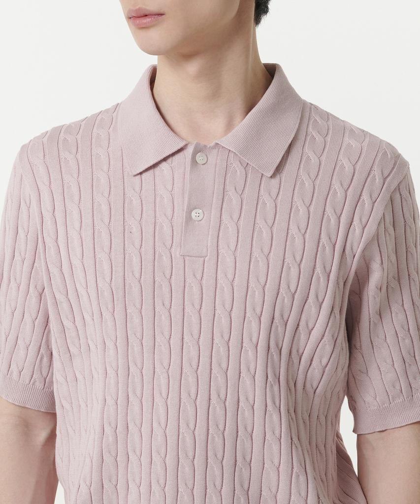 MUSINSA STANDARD Cable Knitted Polo Shirt [Desert Pink]