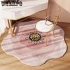 Round Flower Pattern Carpet Princess Style Bedroom Floor Mat Children's Room Plush Round Carpet Machine Washable