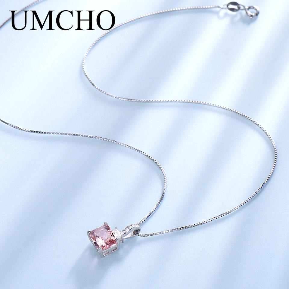 Umcho Ожерелье из стерлингового серебра 925 пробы с драгоценным камнем для женщин с цепочкой