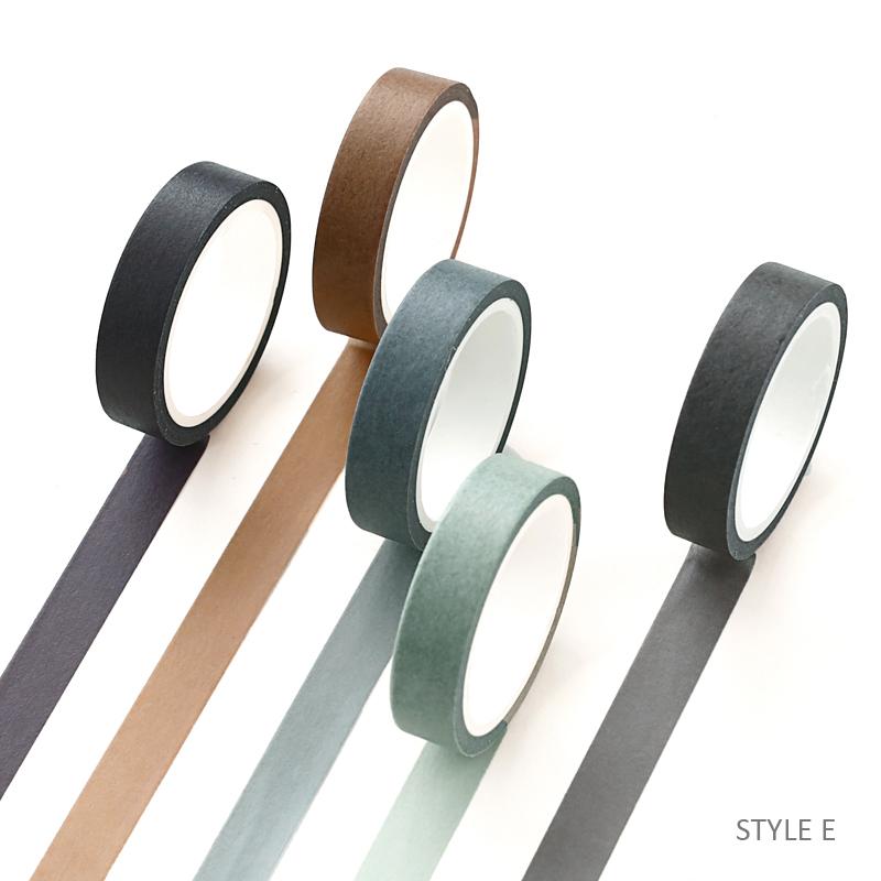 5pcs*5m Solid Color Bullet Journaling Adhesive Tapes Scrapbooking Sticker Masking Tapes Washi Tape Set Stationery Tapes