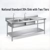 Beifu Floor-Standing Stainless Steel Double Sink with Workbench