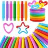 Non-Toxic 20Pcs Colorful Telescopic Tube Stretching Tube Corrugated Children Adult Stress Relief Toy Educational Folding Toys