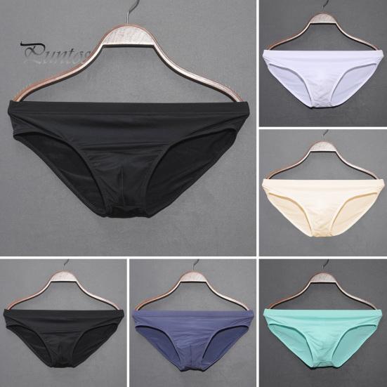 Men Briefs Low-rise Slim Fit High Elasticity Underwear Solid Color Ice Silk Transparent Panties Summer Ultra-thin Underwear