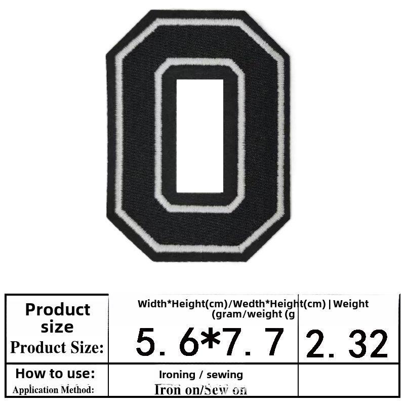 Полная вышивка алфавита и цифр на тканевой нашивке - большой значок из джерси