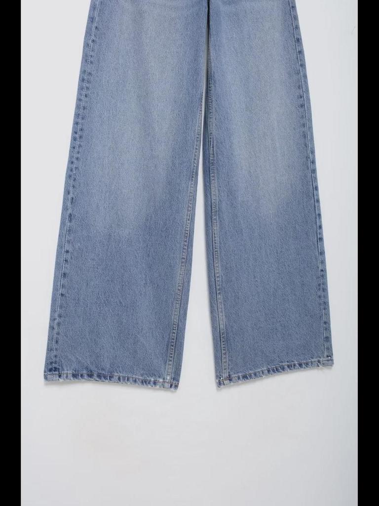 Women's Autumn High-Waist Double-Breasted Wide-Leg Jeans