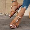 Модные сандалии-гладиаторы на плоской подошве для женщин Лето 2025 Комфортные Нескользящие Пляжные туфли Женские Большого размера Легкие Повседневные Сандалии Женские