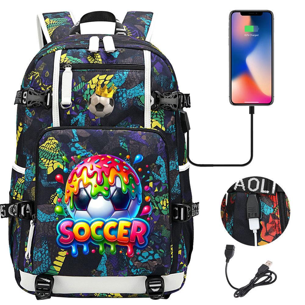 2026 Sports Soccer USB Large Capacity Backpack for Middle High School Students Travel Unisex