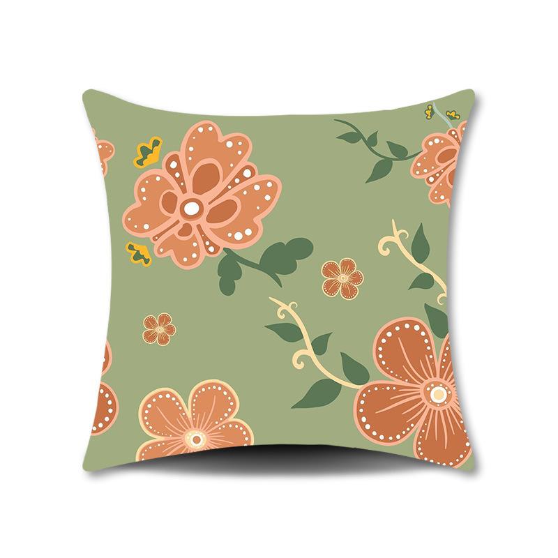 Spring Flower Print Pillow Cover for Home Living Room Sofa Cushion Cover Linen Print Cushion Cover