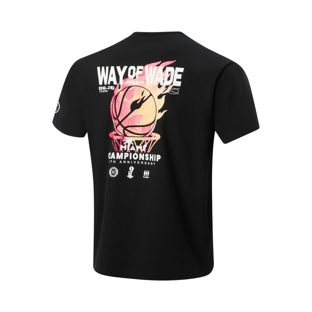 Мужские черные футболки Li Ning Wade с круглым вырезом, средняя посадка AHSW121-1