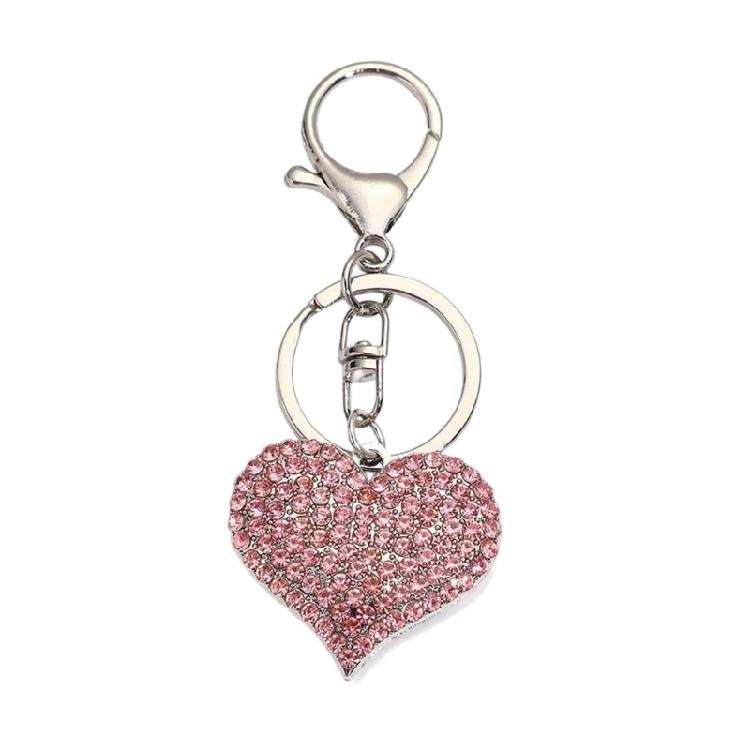 Stylish Heart Keychain Rhinestones Highlighted Charm Corrosion Resistant Key Chain for Keys or Bag Decoration