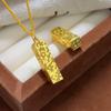 Подвеска-кулон на цепочке "Золотой слиток Четыре Направления Богатства": Женский стиль Old Money с плетеным веревочным браслетом и цепочкой на ключицу для влюбленных