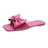 2024 Sandals Fashion Summer Plus Size One-line Solid Color Bow Flat Sandals Outdoor Beach Slippers Elegant Women Shoes