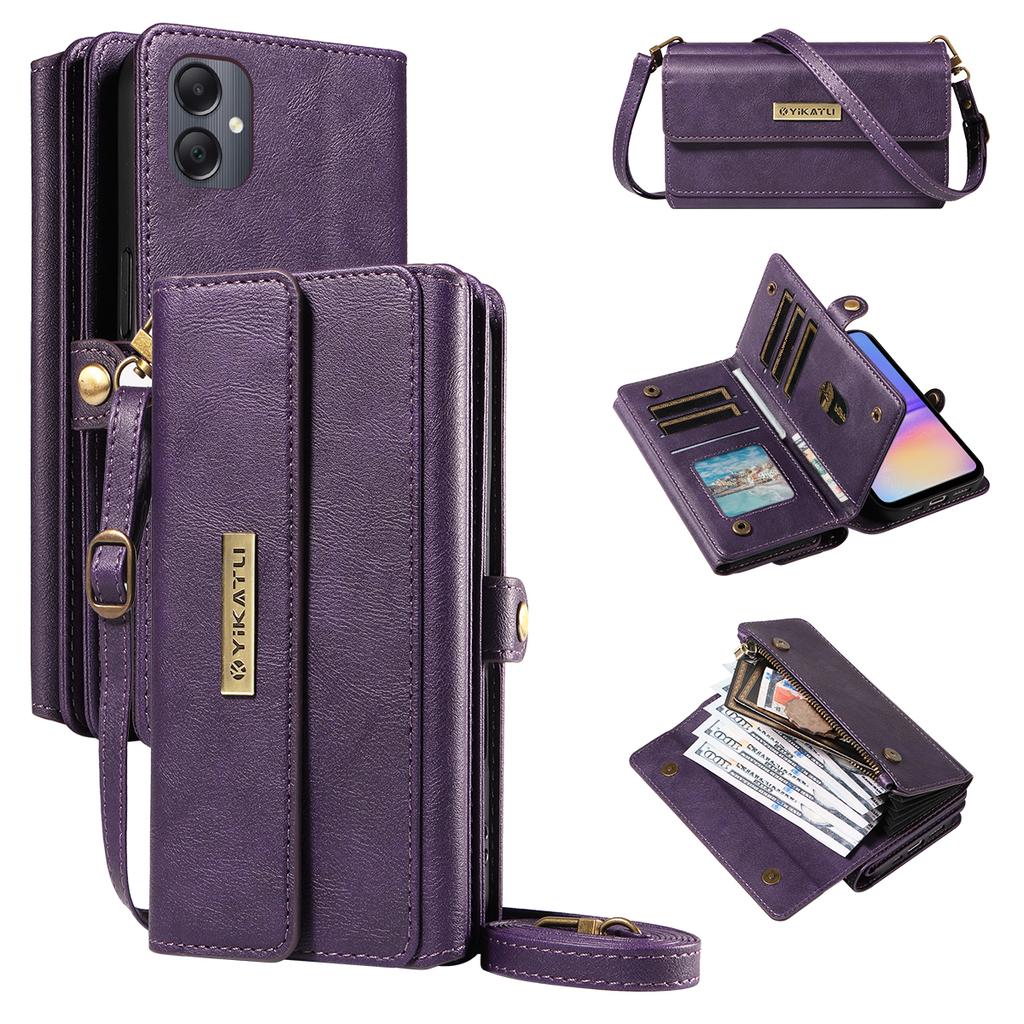 For Samsung Galaxy A06 4G/Galaxy A06 5G/Galaxy A07 4G Case YIKATU YK-008 Zipper Wallet Leather Phone Cover with Shoulder Strap